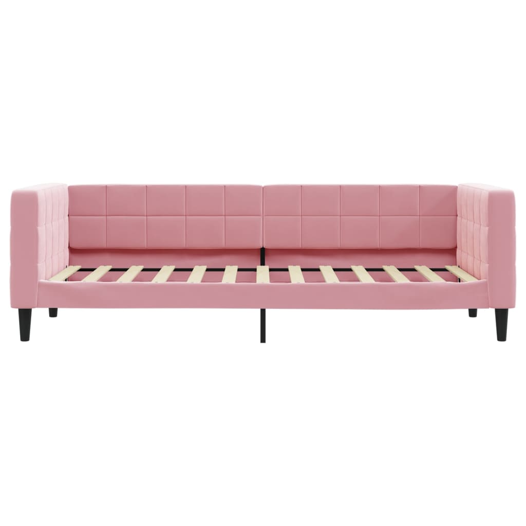 daybed med udtræk og skuffer 80x200 cm velour lyserød
