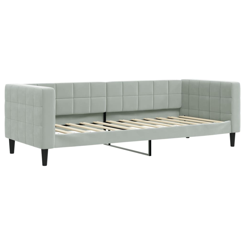 daybed med udtræk og skuffer 90x200 cm velour lysegrå