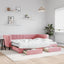 daybed med udtræk og skuffer 90x200 cm velour lyserød