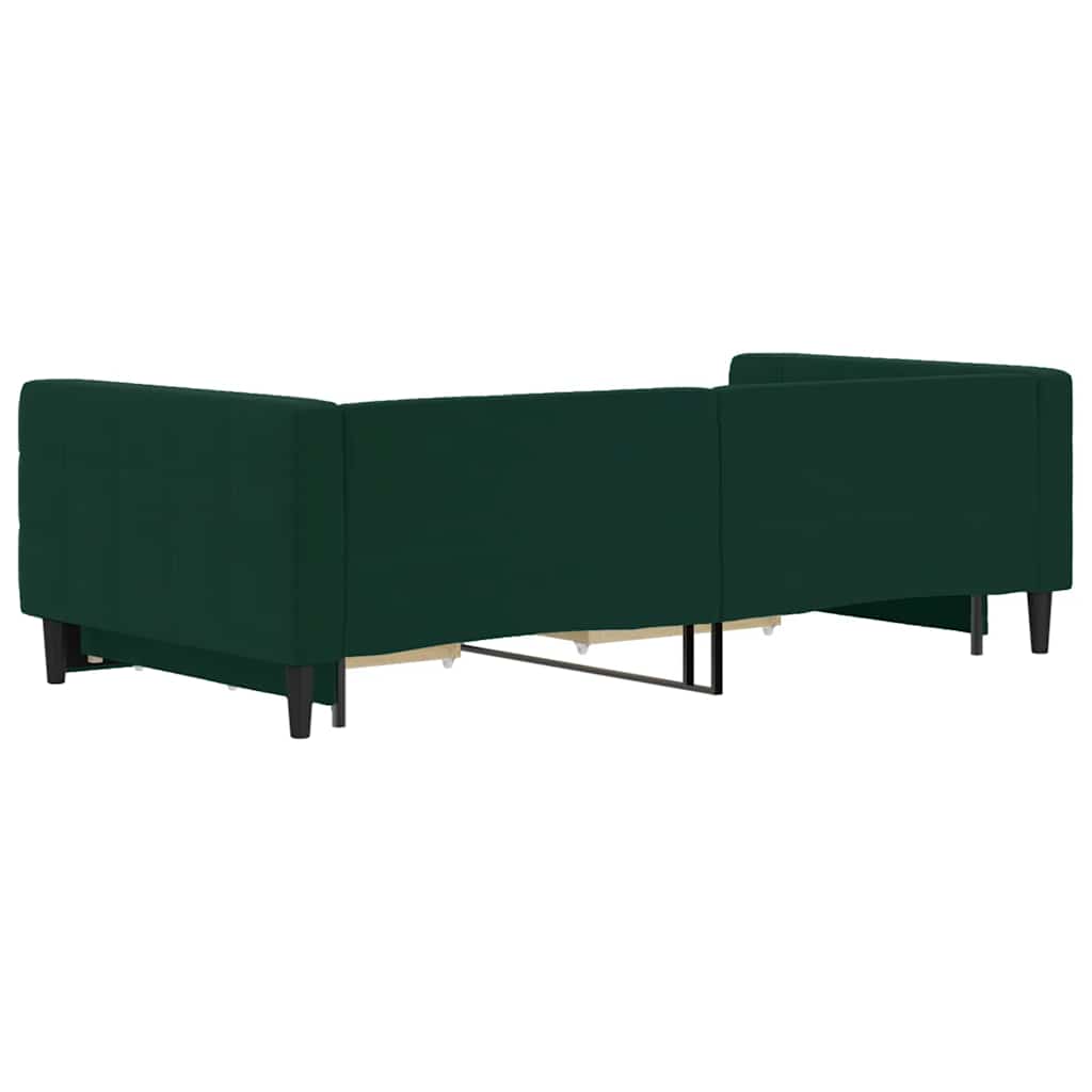 daybed med udtræk og skuffer 100x200 cm velour mørkegrøn