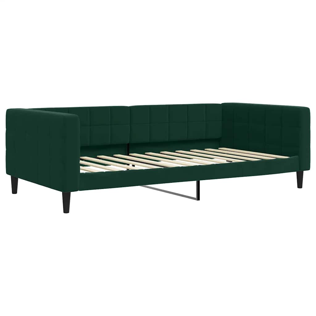 daybed med udtræk og skuffer 100x200 cm velour mørkegrøn