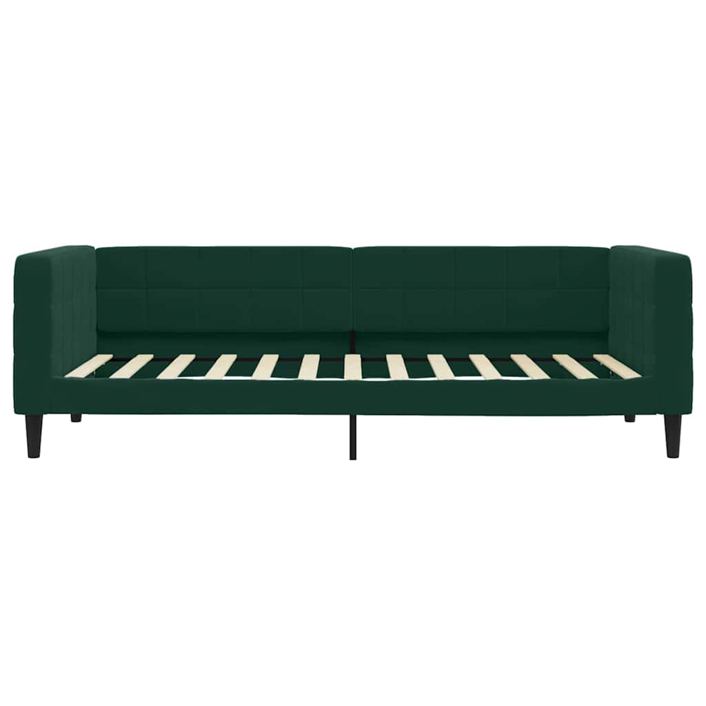 daybed med udtræk og skuffer 100x200 cm velour mørkegrøn