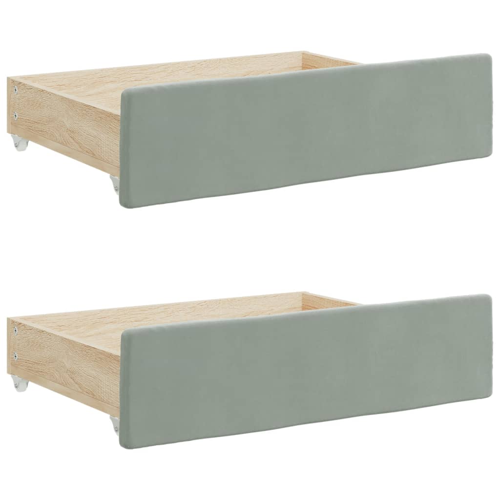 daybed med udtræk og skuffer 90x190 cm velour lysegrå