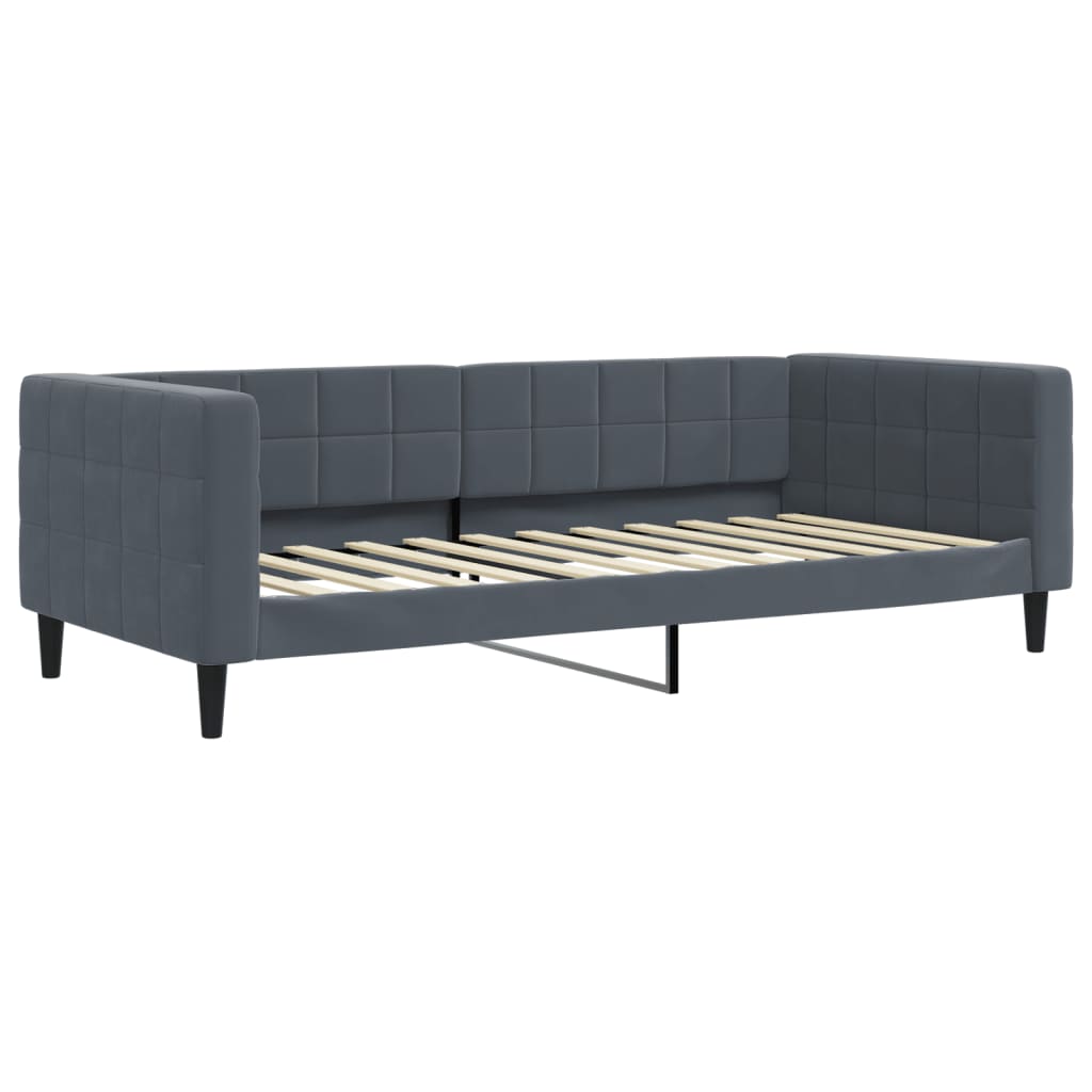 daybed med udtræk og skuffer 100x200 cm velour mørkegrå