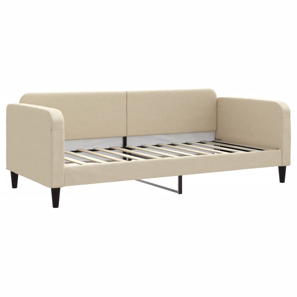 daybed med madras 90x200 cm stof cremefarvet