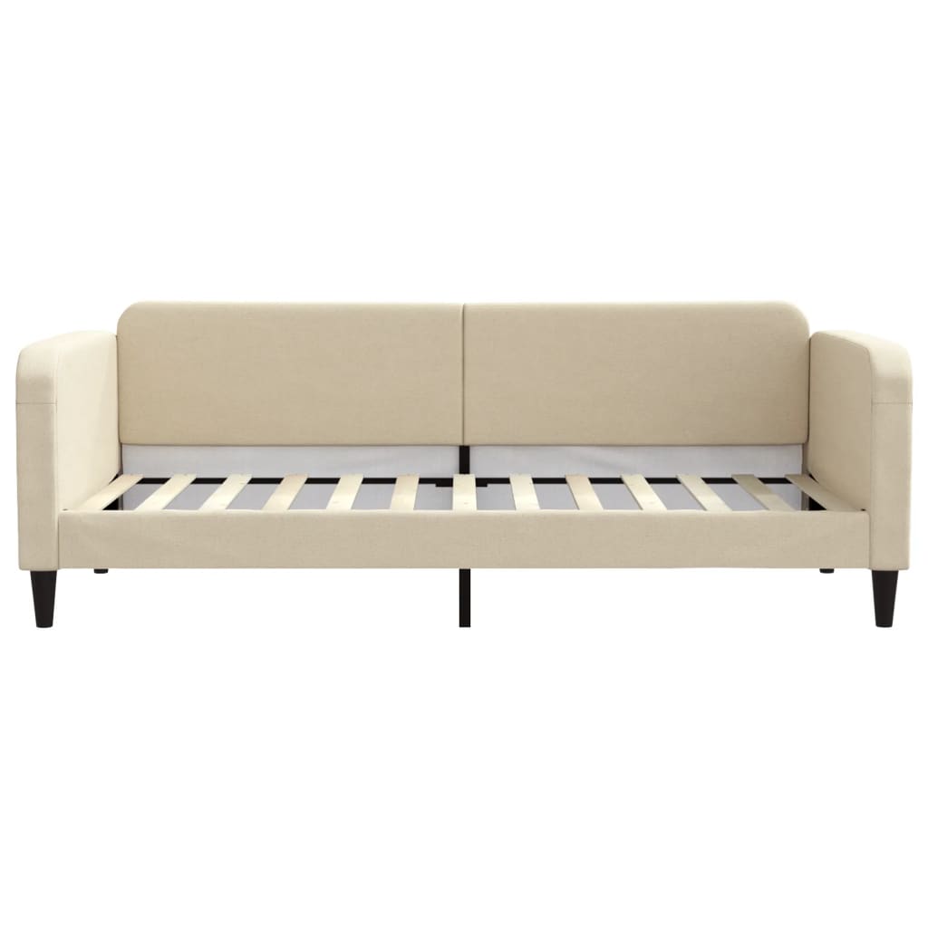 daybed med udtræk og skuffer 90x200 cm stof cremefarvet