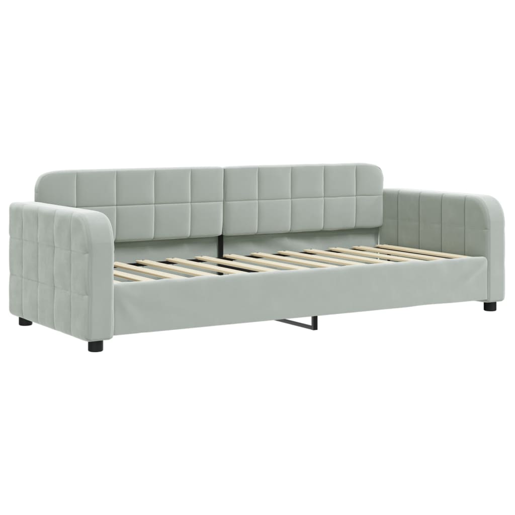 daybed med udtræk og madras 80x200 cm velour lysegrå