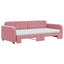 daybed med udtræk og madras 90x200 cm velour lyserød