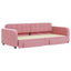 daybed med udtræk og skuffer 90x200 cm velour lyserød