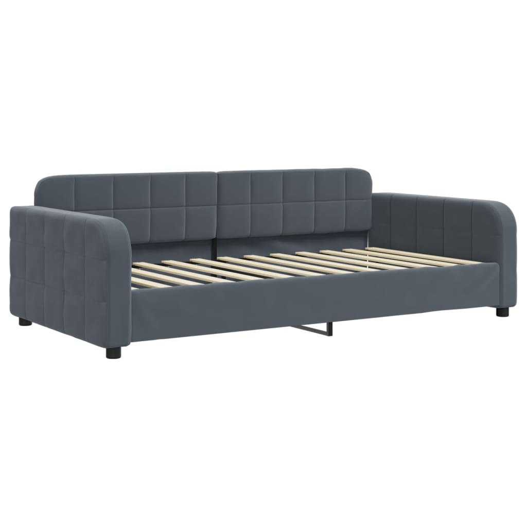 daybed med udtræk og skuffer 100x200 cm velour mørkegrå