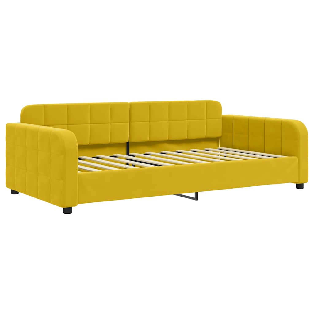 daybed med udtræk og skuffer 100x200 cm velour gul