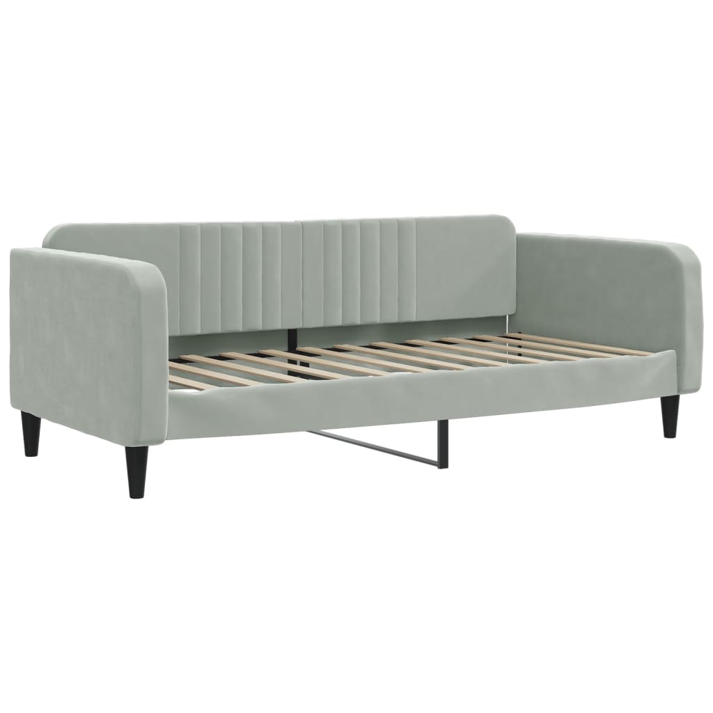 daybed med udtræk 100x200 cm velour lysegrå