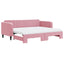 daybed med udtræk og madras 90x200 cm velour lyserød