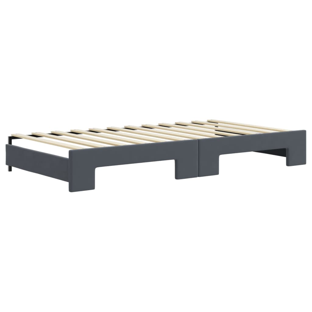 daybed med udtræk og madras 100x200 cm velour mørkegrå