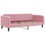 daybed med udtræk og skuffer 90x200 cm velour lyserød