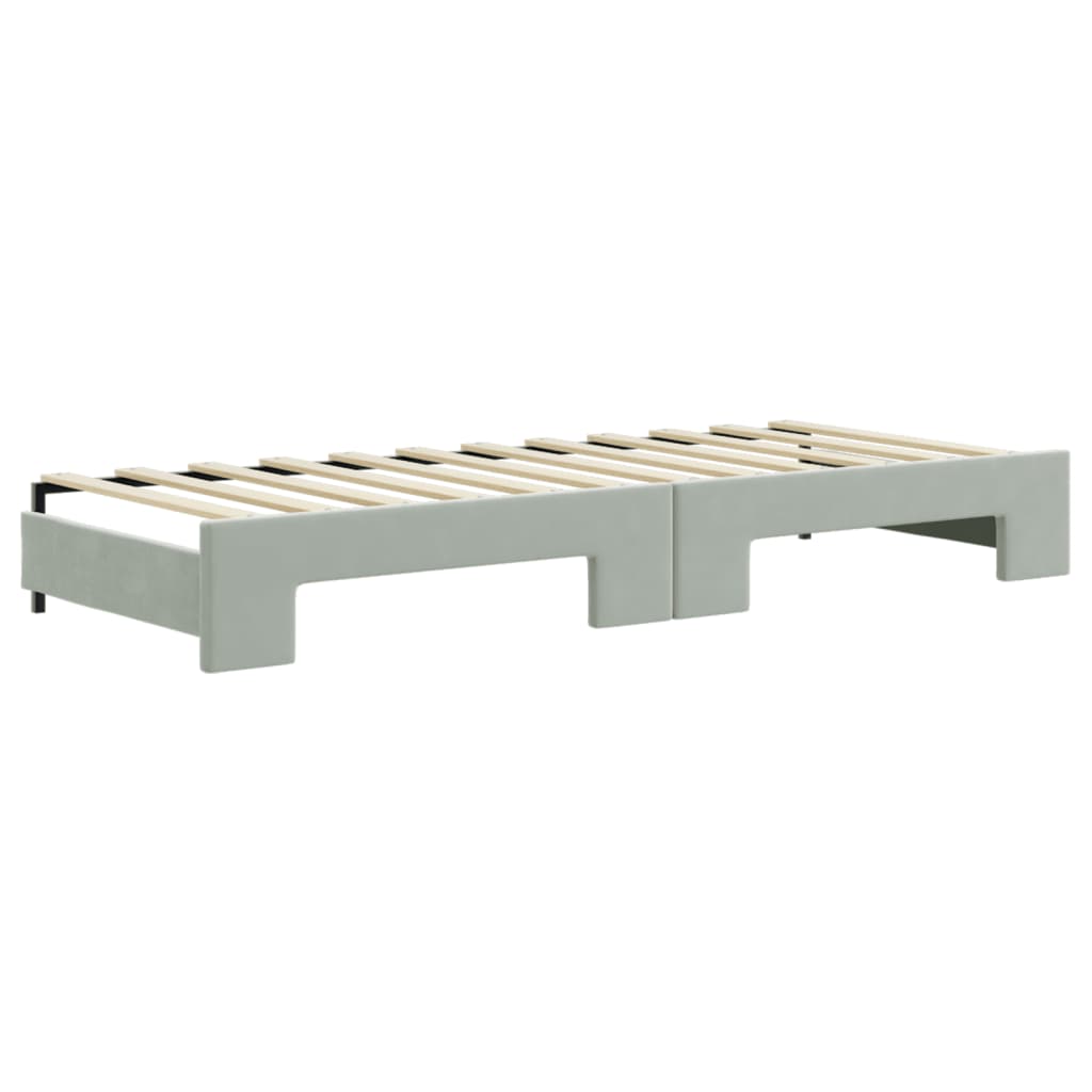 daybed med udtræk 80x200 cm velour lysegrå
