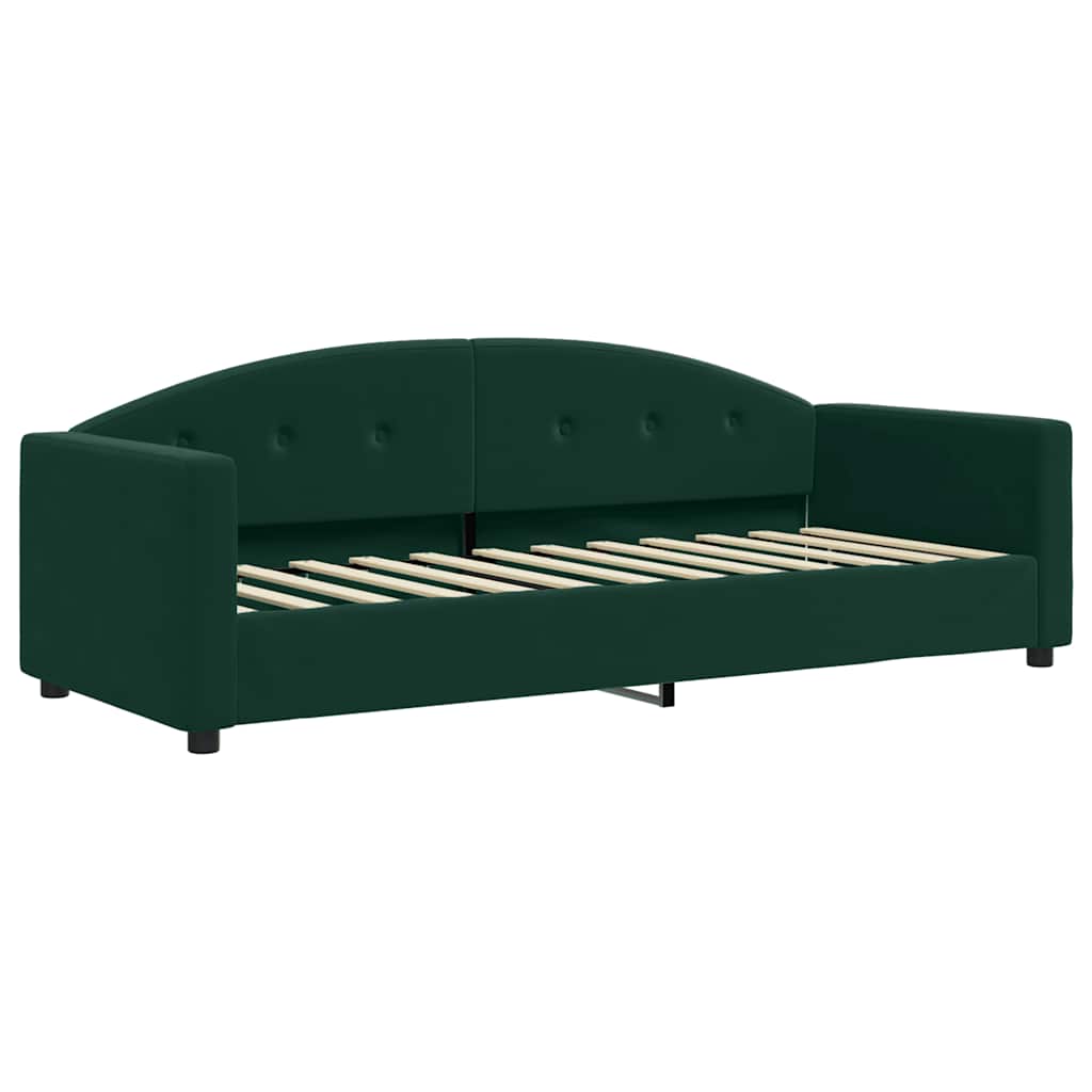 daybed med udtræk 80x200 cm velour mørkegrøn