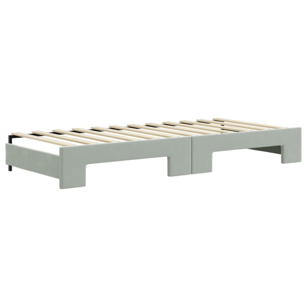 daybed med udtræk 90x200 cm velour lysegrå