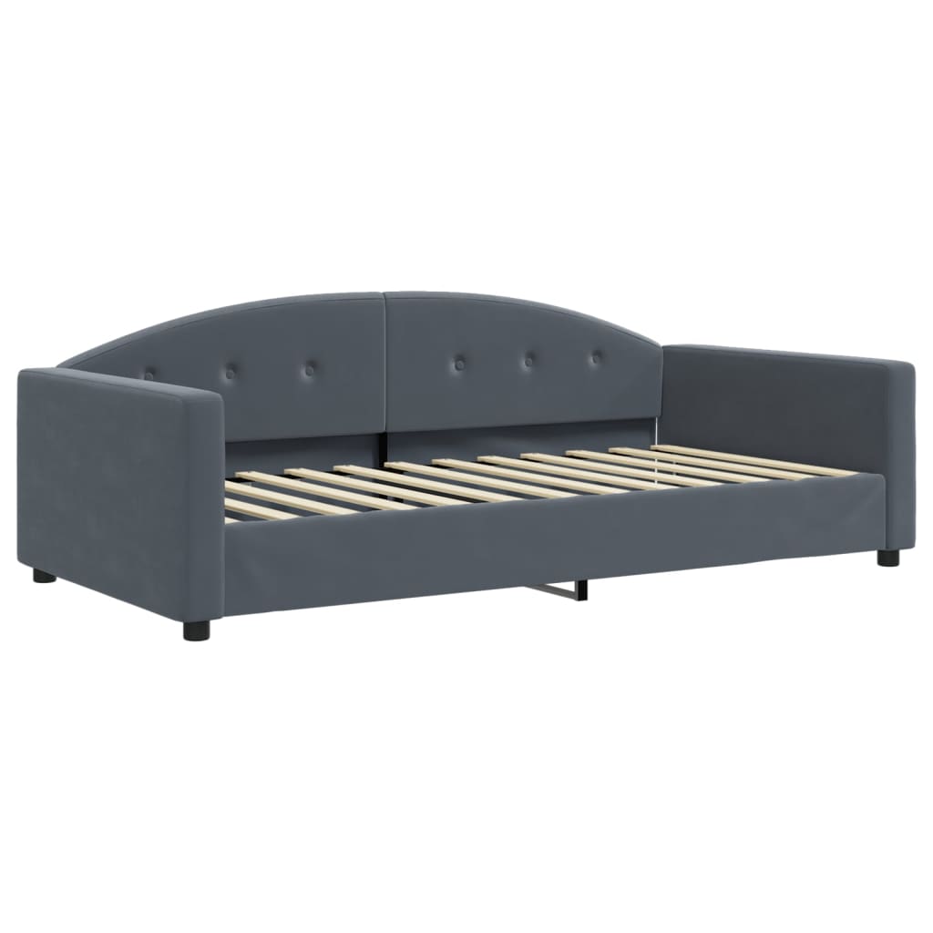 daybed med udtræk og madras 100x200 cm velour mørkegrå
