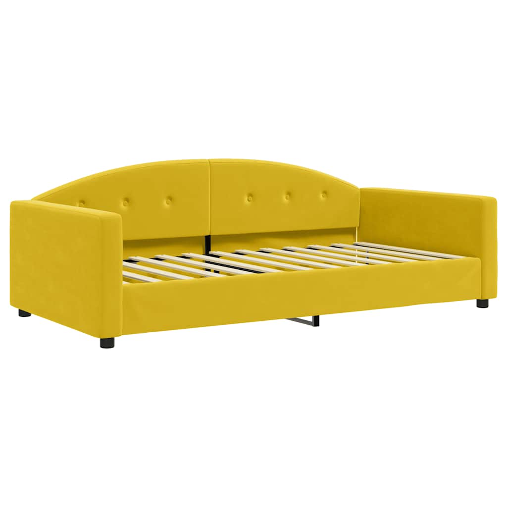 daybed med udtræk og madras 100x200 cm velour gul