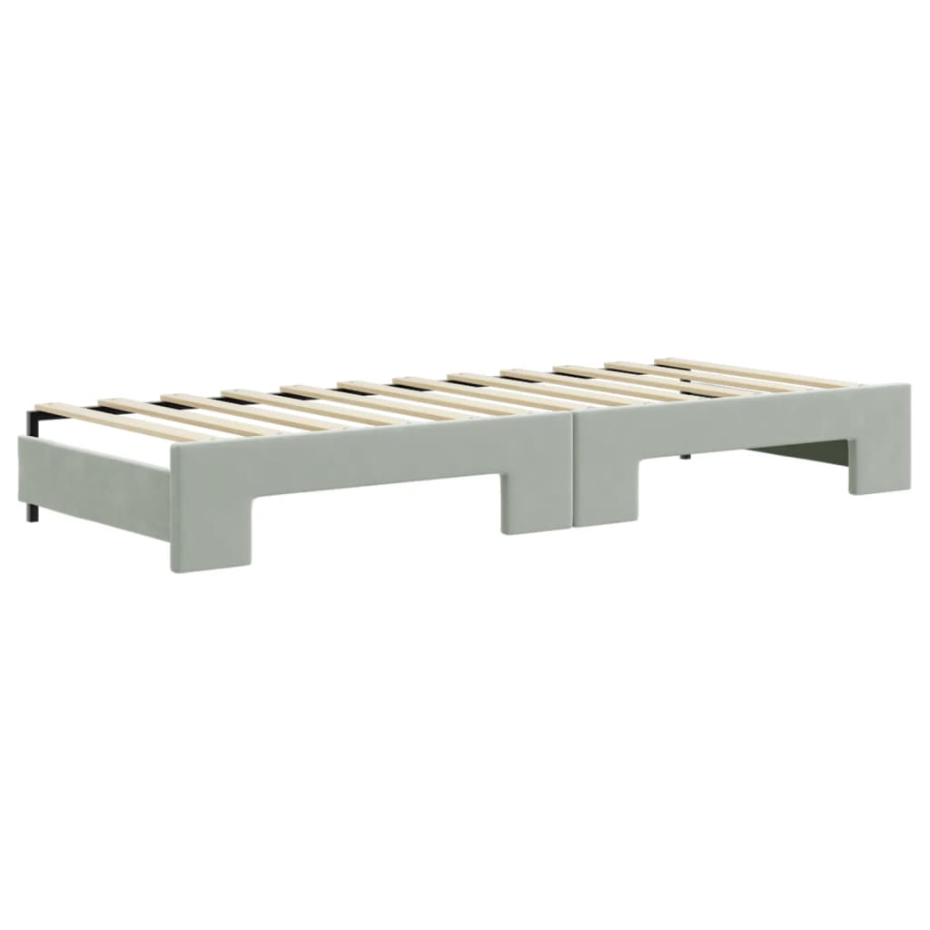 daybed med udtræk og skuffer 80x200 cm velour lysegrå