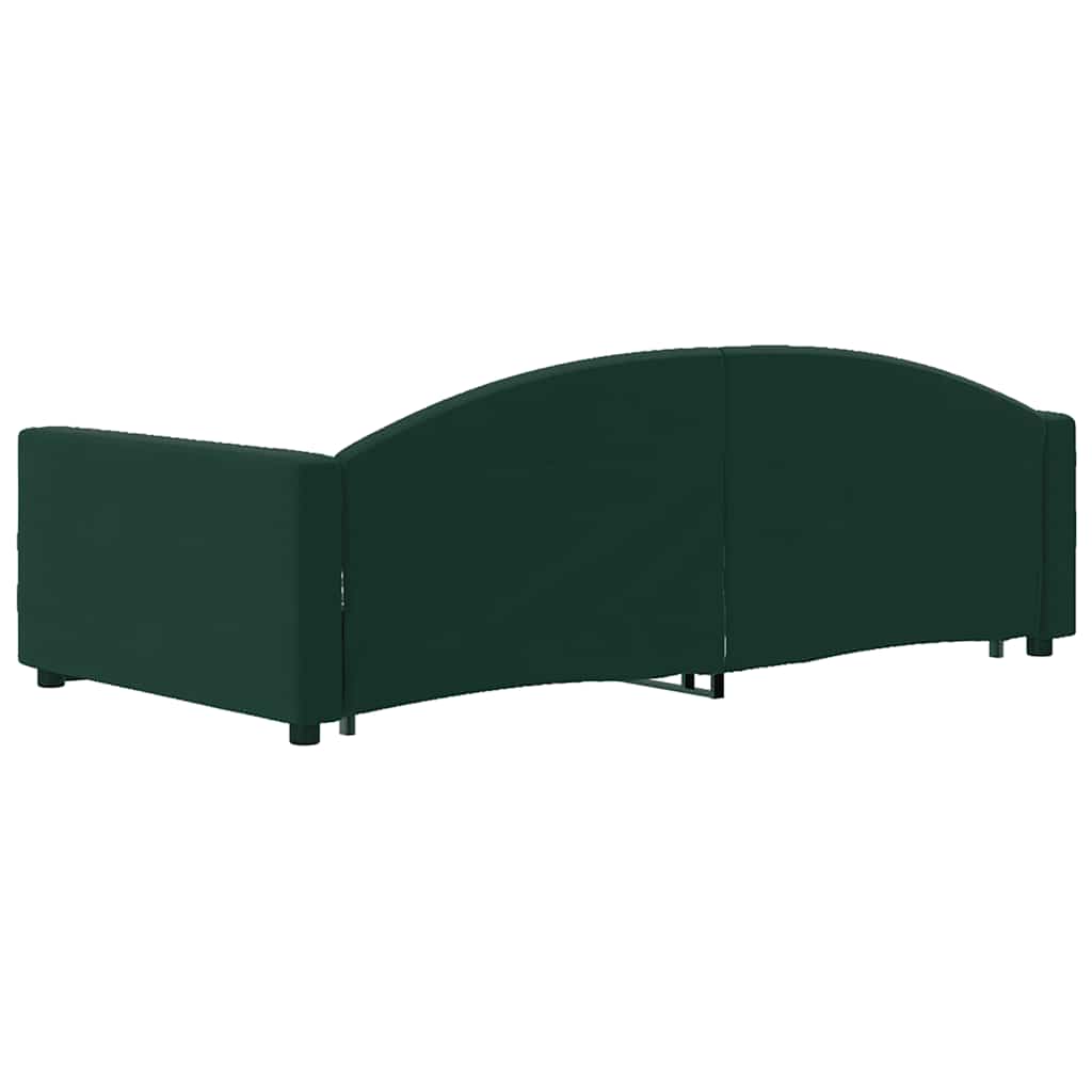 daybed med udtræk og skuffer 100x200 cm velour mørkegrøn