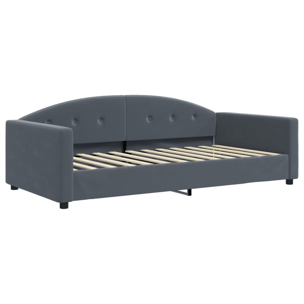 daybed med udtræk og skuffer 100x200 cm velour mørkegrå