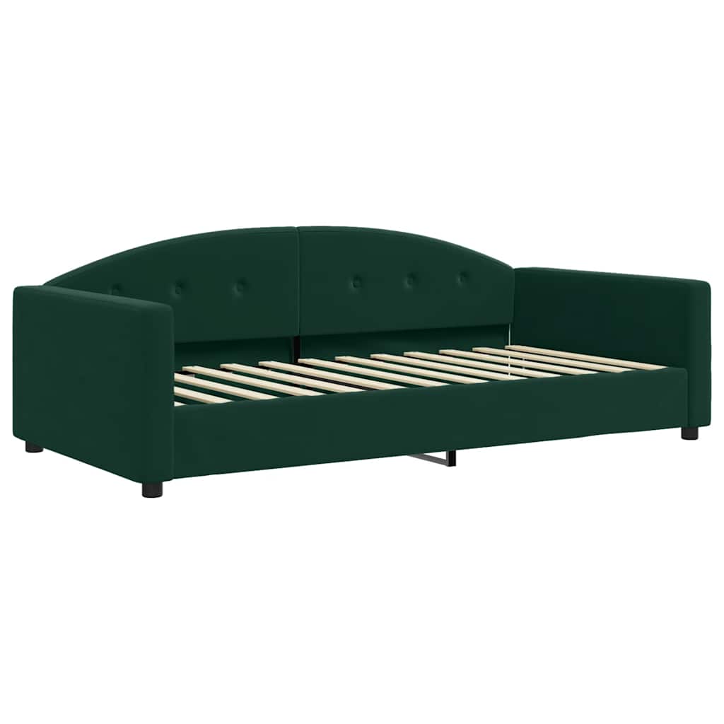 daybed med udtræk og skuffer 100x200 cm velour mørkegrøn