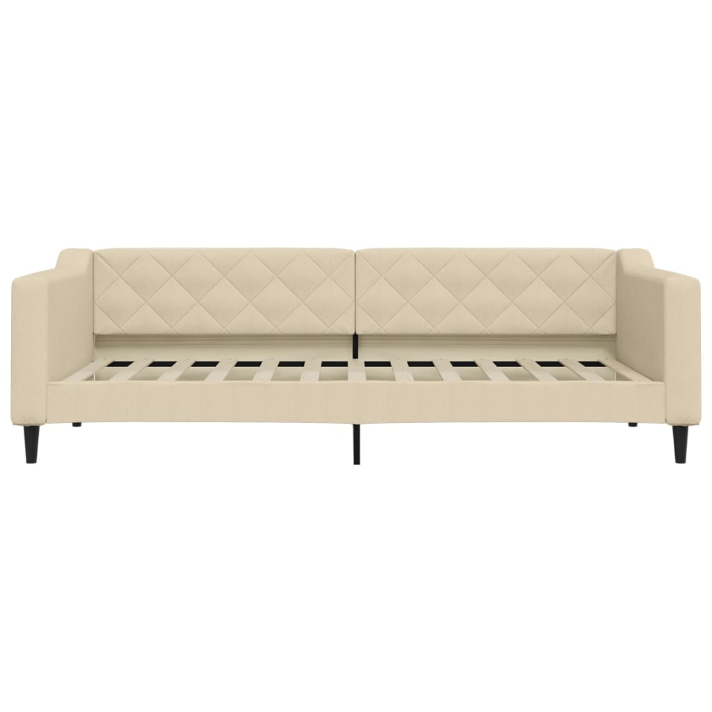 daybed med udtræk og skuffer 90x200 cm stof cremefarvet