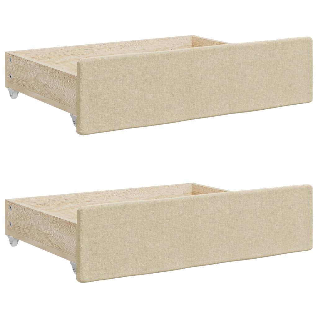 daybed med udtræk og skuffer 80x200 cm stof cremefarvet