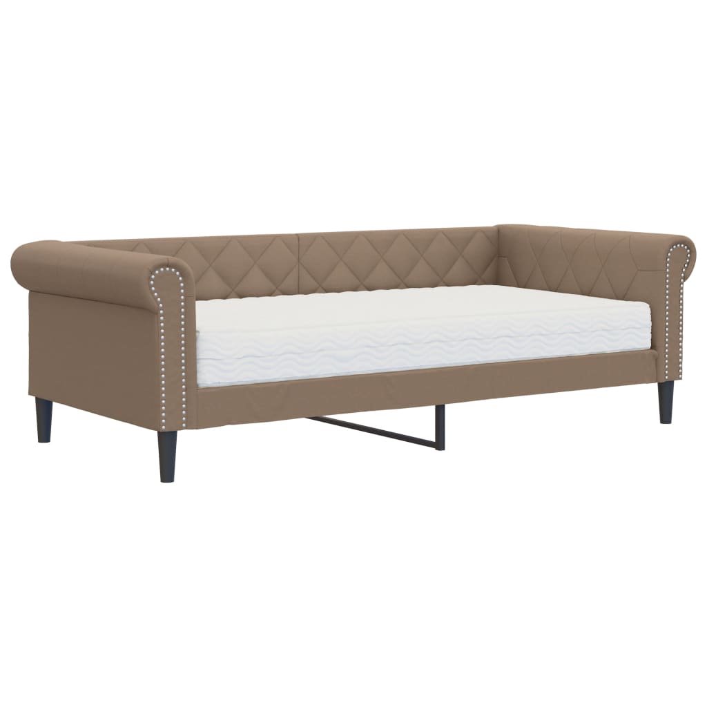 daybed med madras 90x200 cm kunstlæder cappuccinofarvet