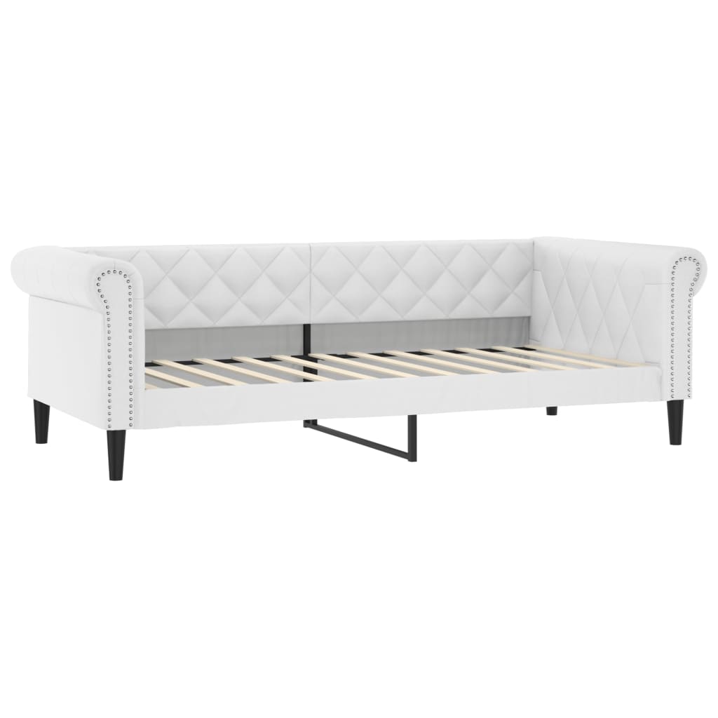 daybed med udtræk 90x200 cm kunstlæder hvid