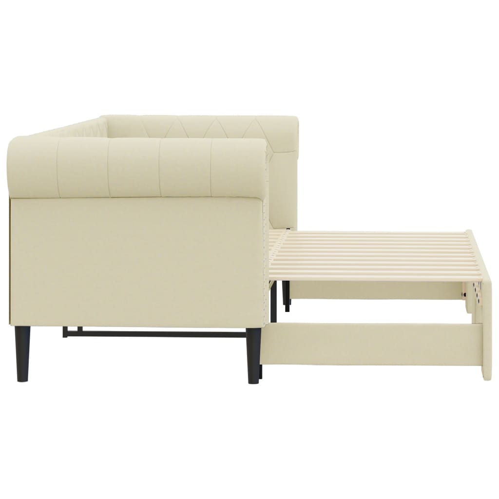 daybed med udtræk 90x200 cm kunstlæder cremefarvet