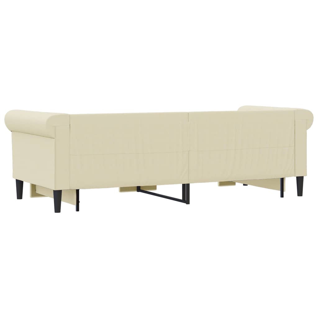 daybed med udtræk 90x200 cm kunstlæder cremefarvet