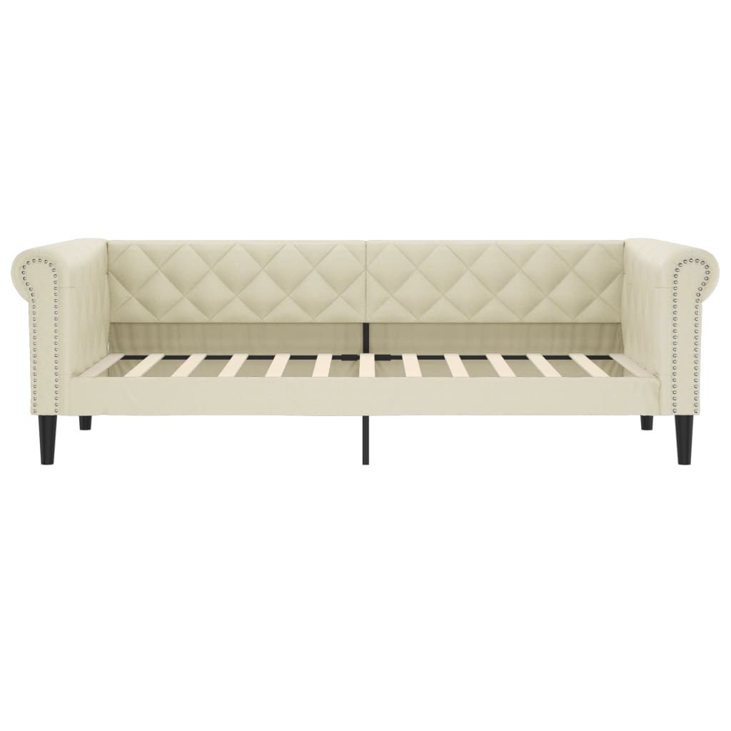daybed med udtræk 90x200 cm kunstlæder cremefarvet