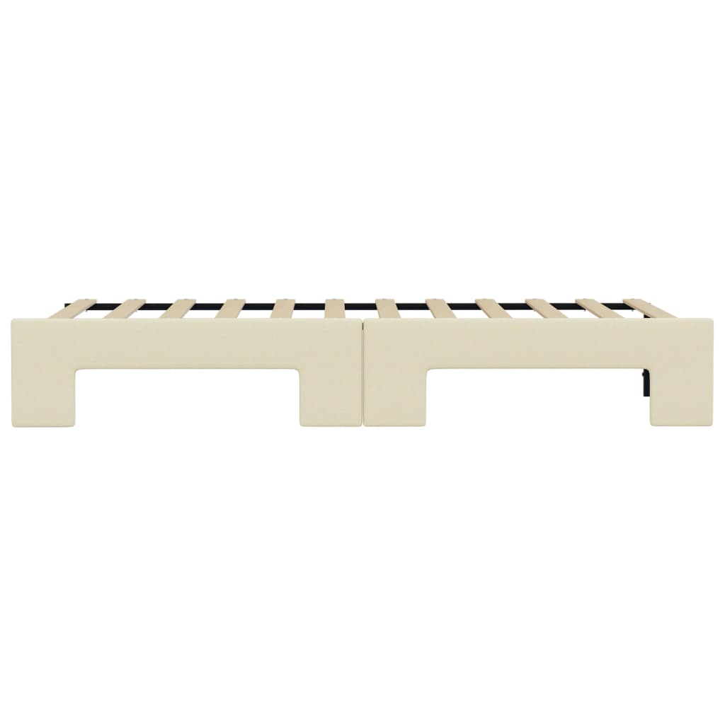 daybed med udtræk 90x200 cm kunstlæder cremefarvet