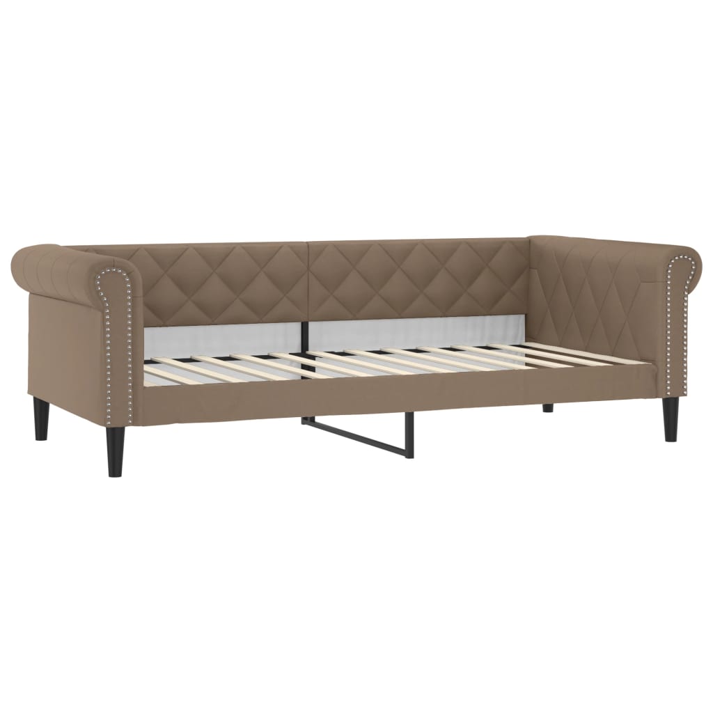 daybed med udtræk 90x200 cm kunstlæder cappuccinofarvet