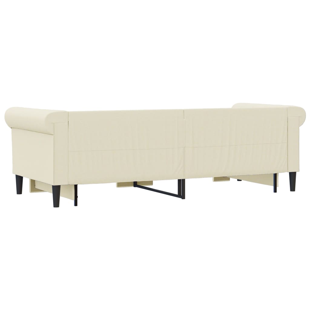 daybed med udtræk og skuffer 90x200 cm kunstlæder cremefarvet