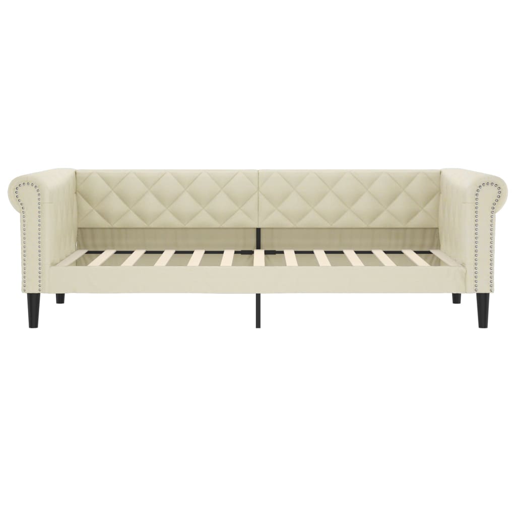 daybed med udtræk og skuffer 90x200 cm kunstlæder cremefarvet