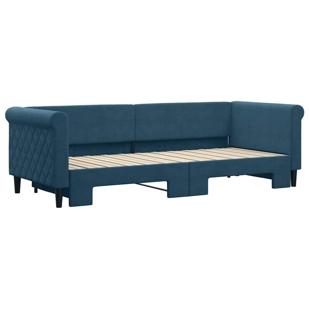 daybed med udtræk 80x200 cm velour blå