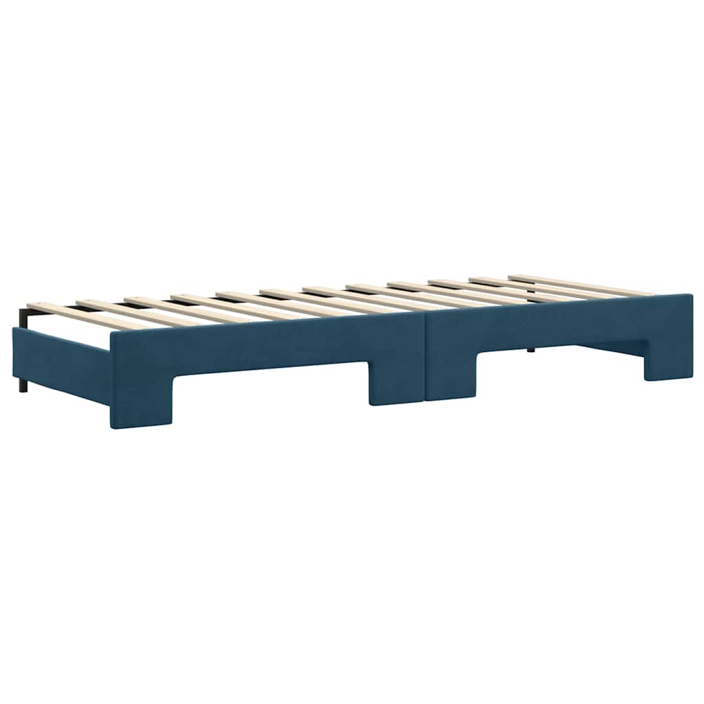 daybed med udtræk 80x200 cm velour blå