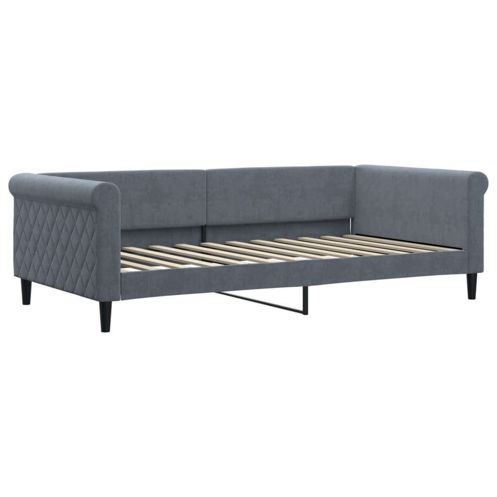 daybed med udtræk og madras 100x200 cm velour mørkegrå