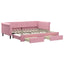 daybed med udtræk og skuffer 90x200 cm velour lyserød