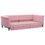 daybed med udtræk og skuffer 90x200 cm velour lyserød