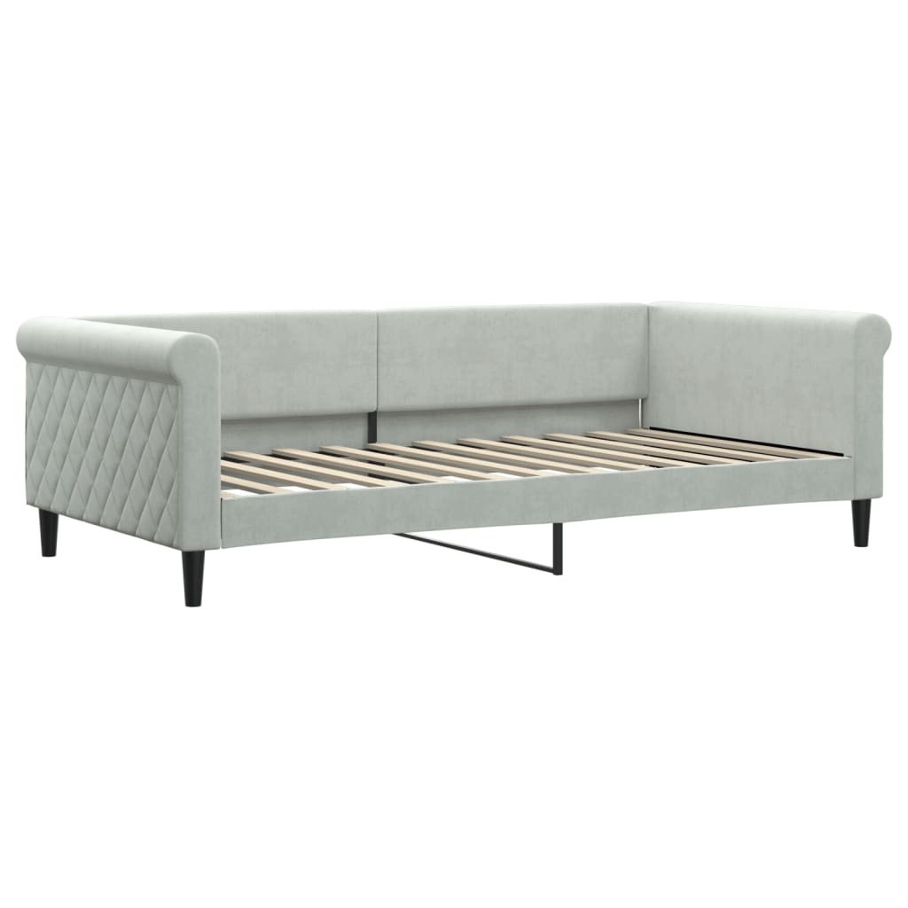daybed med udtræk og skuffer 100x200 cm velour lysegrå