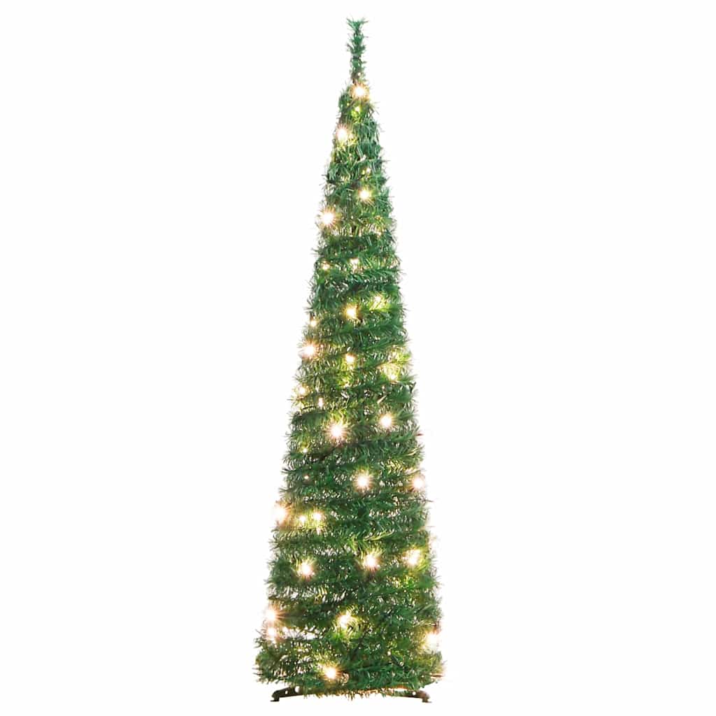 kunstigt juletræ med 50 LED'er 120 cm pop op-funktion grøn