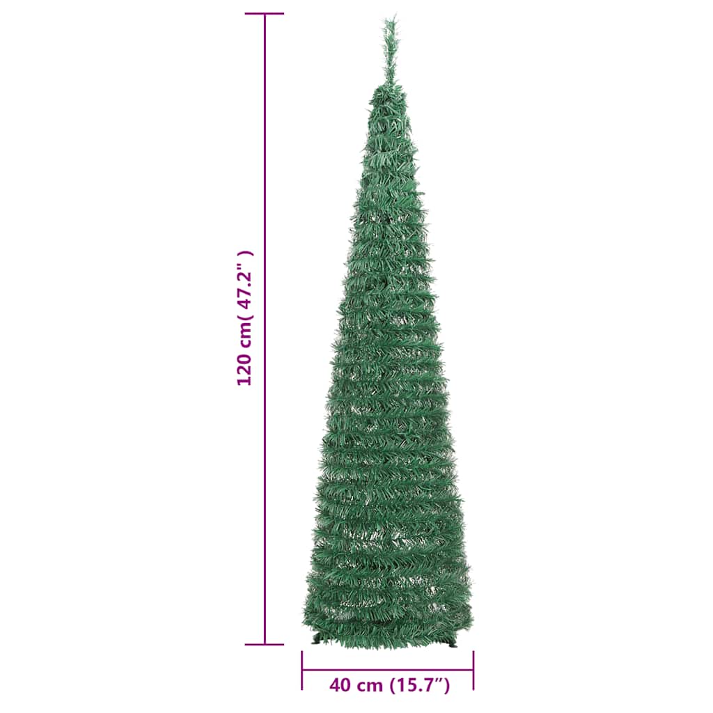 kunstigt juletræ med 50 LED'er 120 cm pop op-funktion grøn