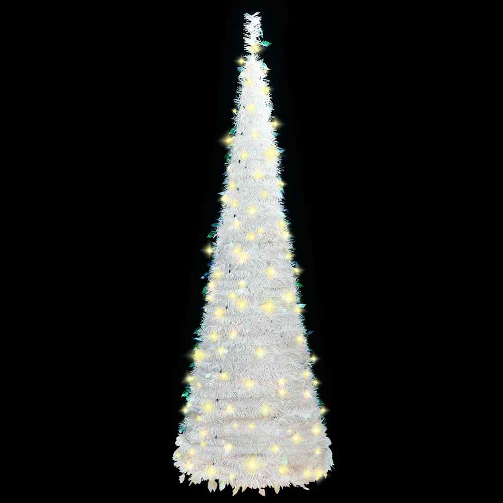 kunstigt juletræ med 50 LED'er 120 cm pop op-funktion hvid
