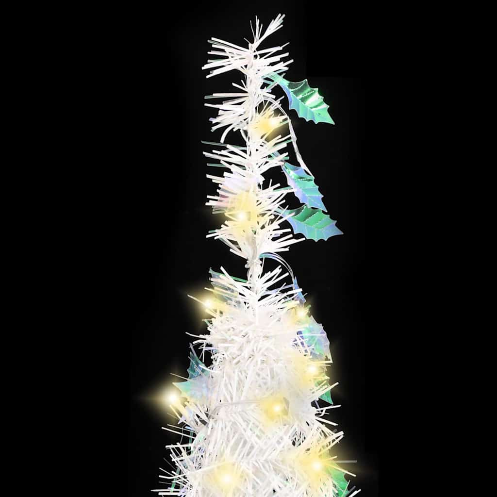 kunstigt juletræ med 50 LED'er 120 cm pop op-funktion hvid