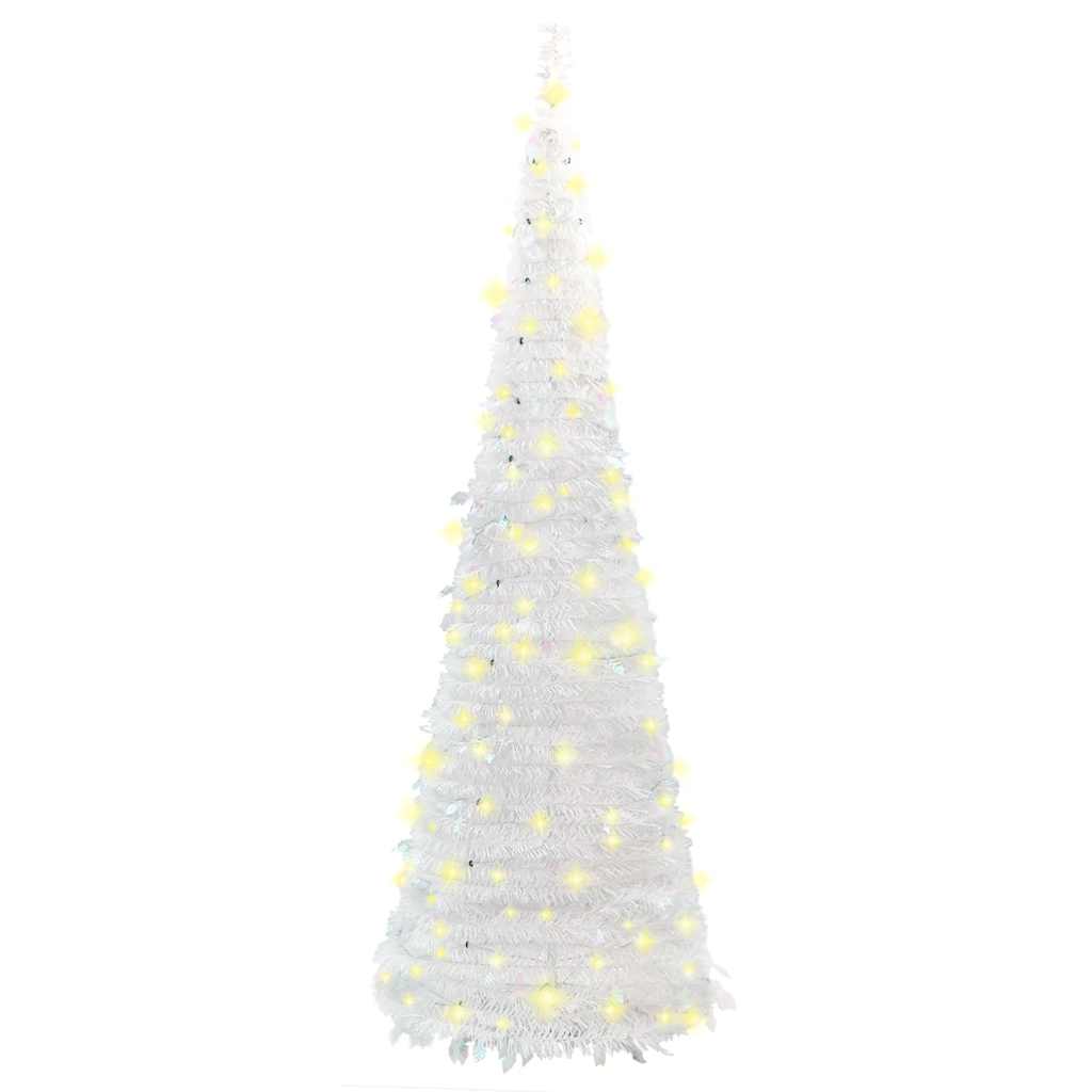 kunstigt juletræ med 50 LED'er 120 cm pop op-funktion hvid